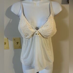 Jessica Simpson Ivory Lace-Trim Babydoll Chemise